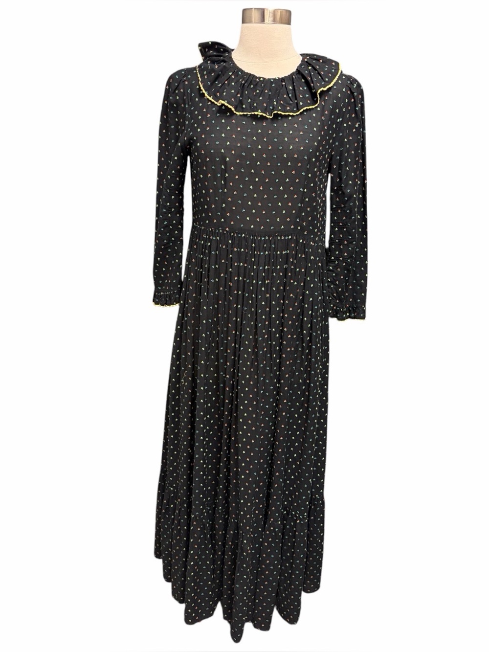 Doen Multi Color Flocked Drop Waist Maxi Dress